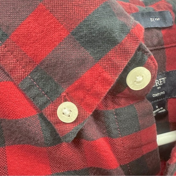 J Crew Slim Oxford Cotton Button Down Pocket Shirt Long Sleeve Red Black Plaid S - Picture 3 of 7